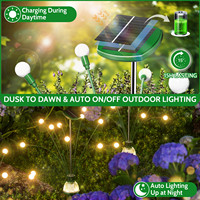 Nuevo 2 en 1 Luz de luciérnaga con energía solar Impermeable Starburst Viento Oscilante Luces de luciérnaga Decoración Vacaciones al aire libre Jardín Luz solar