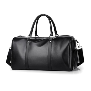 Sac de voyage en cuir PU noir grande capacité personnalisé pour hommes, sac de week-end, sac de nuit pour les voyages - Product Image 1