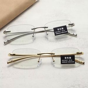 Vente en gros de lunettes de lecture photochromiques sans monture anti-lumière bleue personnalisées avec logo pour hommes et femmes - Product Image 1