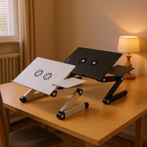 Refroidisseur d'ordinateur <span class=keywords><strong>portable</strong></span> en alliage d'aluminium T8, double <span class=keywords><strong>ventilateur</strong></span>, réglable, refroidissement par air, pour la maison et le bureau - Product Image 4