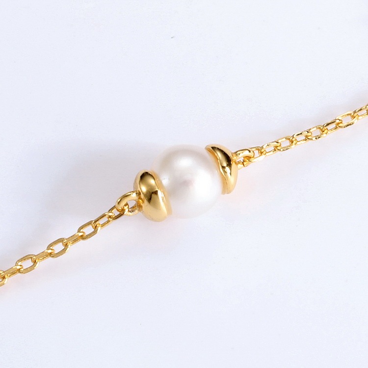 Cz encanto de diamante joyería de las señora cadena ajustable pulsera de perlas de agua dulce de media luna Luna encanto pulsera