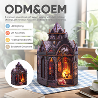 Kit artisanal en bois, tour nid de dragon, maison miniature DIY, bois, métal, plastique, papier, lumière LED, puzzle en bois 3D pour les 14 ans et plus