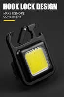 Senter LED Mini Portabel USB, lampu kerja dapat diisi ulang 800 Lumens terang gantungan kunci kecil lentera saku untuk luar ruangan