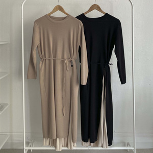 Nuovo Elegante Abito a Metà Lunghezza con Collo Tondo, Dettagli Intrecciati e Cintura in Vita per Donna, Primavera e Autunno - Product Image 6