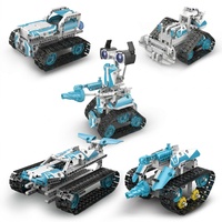 Set Model Kendaraan Robot Remote Control 5-in-1 dengan Blok Bangunan Plastik ABS, Mainan Pemrograman untuk Usia 7-9, Tema Fantasi Sci-Fi