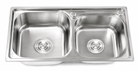 Évier double intégré avec bassins profonds estampés, anti-rouille, pour cuisine domestique, lavage et préparation des aliments