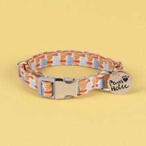 Collier pour chien en coton personnalisé de luxe élégant de taille M, doux, durable, léger, réglable, imprimé, accessoire pour animaux de compagnie - Product Image 1