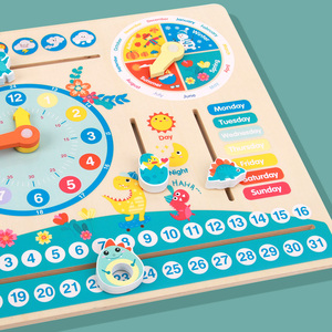 HOYE CRAFT-juguetes de madera Montessori para niños pequeños, <span class=keywords><strong>Calendario</strong></span>, Reloj de juguete, reloj y tiempo de aprendizaje - Product Image 5