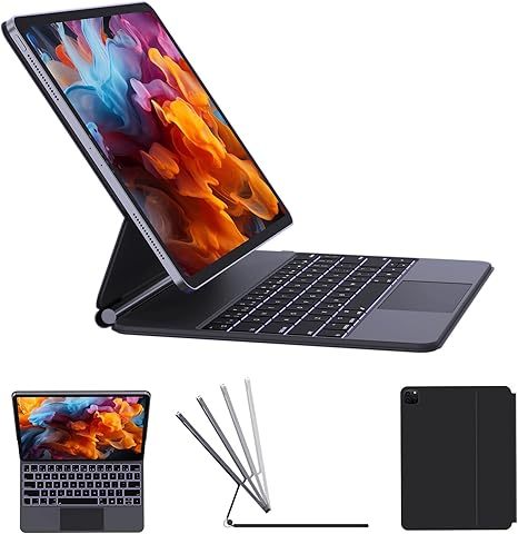 Premium Magic Keyboard Case for iPad Pro 12.9 Magnetic Wireless Backlit Touch Trackpad Adjustable Stand Protective Cover