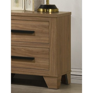 Transitional Style Nightstand <b>Walnut</b> Finish 2 <b>Drawer</b> Metal Glide Bar Handles Bedroom Furniture - Product Image 3