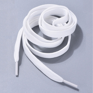 Lacets plats <span class=keywords><strong>de</strong></span> 10mm pour baskets en tissu, lacets <span class=keywords><strong>de</strong></span> chaussures blancs et noirs pour enfants et adultes, chaussures souples - Product Image 4