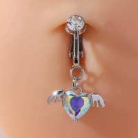 Vente chaude Gratuit Piercing Zircon Faux Nombril Bouton Couleur Zircon Pendentif Ombilical Nail Mode Earclip Boucles D'oreilles En Gros