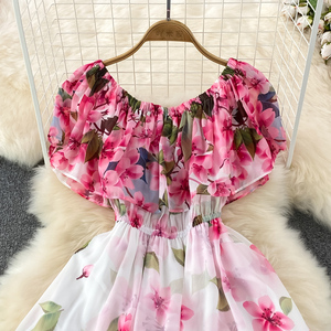 Vestido de mujer de cintura alta con estampado de una línea y cuello loto, adelgazante, súper elegante, nueva colección primavera 2026, venta al por mayor para boutiques. - Product Image 2