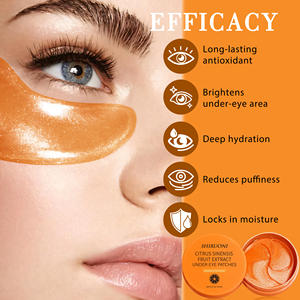 Usine en gros personnalisé sous les yeux patchs 30 paires pour les <span class=keywords><strong>cernes</strong></span> <span class=keywords><strong>Anti</strong></span>-âge réduire les rides hydratant Orange pot masque pour les yeux - Product Image 2