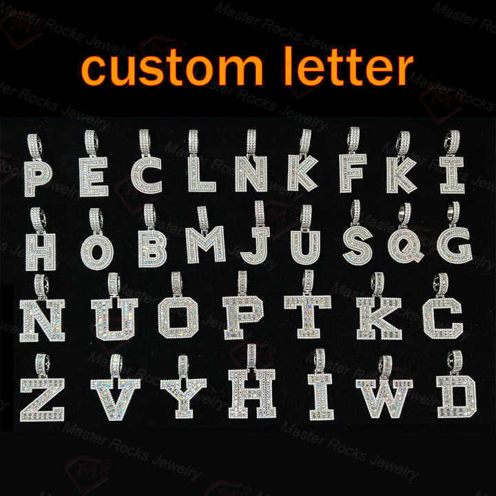 Custom Iced Out Moissanite Letter Pendant Hiphop Rapper 925 Sterling ...