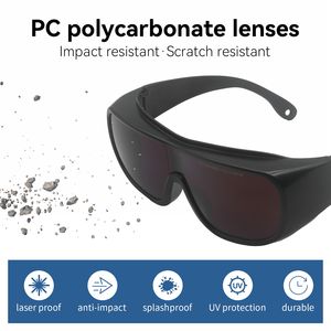 نظارات أمان ليزر دايود 1064 نانومتر معتمدة من <span class=keywords><strong>ANSI</strong></span> <span class=keywords><strong>Z87.1</strong></span> عدسات بولي كربونات واقية مع إطارات بلاستيكية/PC لحماية العين - Product Image 4