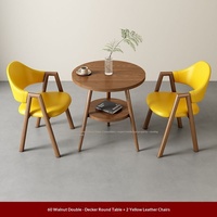 Ensemble table et 4 chaises en cuir de style nordique, luxe léger, simple et moderne, pour salle à manger, balcon et salon de thé, avec rangement