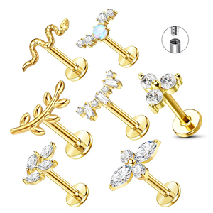 Halloween G23 Titan ASTM F136 Mũi Vòng Nội Bộ Threaded Với CZ Lip Labret Vòng Cơ Thể <span class=keywords><strong>Piercing</strong></span> Đồ Trang Sức - Product Image 6