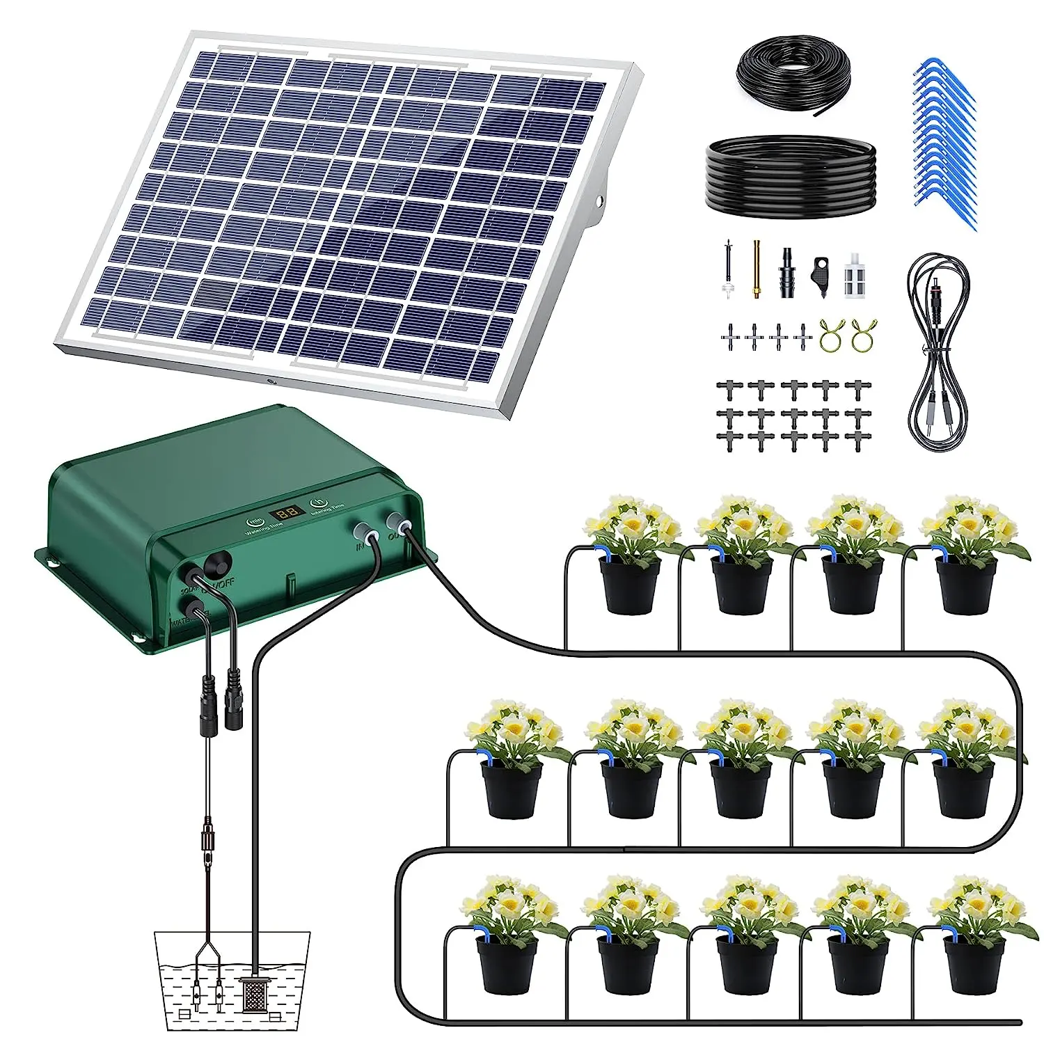 Controladores de sistema de goteo automático strowberry Micro Kit de goteo hogar jardín balcón plantas solares riego