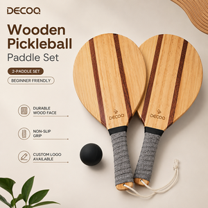 Ensemble de 2 raquettes de pickleball en bois avec logo personnalisé, poignée antidérapante, sangle de poignet, pour débutants, vente en gros OEM - Product Image 1