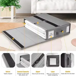 Amazon Bed Sheet Four-Piece Storage Box Foldable Under-Bed Oxford Zipper Visual Window Large-Capacity Storage Box