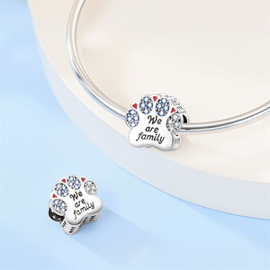 <b>Cute</b> cartoon paw print pendant, made of white brass, from a pet lover's jewelry collection - Product Image 4