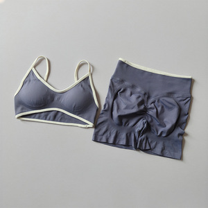 Ensemble de sport yoga dos nu pour femme, couleur unie, séchage rapide, respirant, ajusté, 2 pièces pour la <span class=keywords><strong>course</strong></span> et la gym - Product Image 5