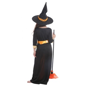 Vestito scintillante della <span class=keywords><strong>ragazza</strong></span> della strega del Costume della strega della <span class=keywords><strong>ragazza</strong></span> di <span class=keywords><strong>Halloween</strong></span> con la scena festiva della zucca - Product Image 2