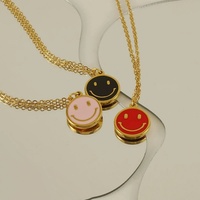 Lincy Acier Inoxydable Vente Chaude Sourire Collier Multi Couleur Pièce Pendentif Émail Sourire Visage Charme Collier