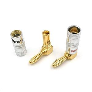 זווית נכונה 90 תואר בננה תקעים מצופה זהב מוסיקלי רמקול חוט כבל מחבר 4mm עבור HiFi - Product Image 6