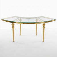Mesa de Comedor Combinada de Lujo Moderna con Patas Doradas, Estructura de Acero Inoxidable y Cubierta de Vidrio Templado para Banquetes y Bodas