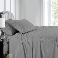 Draps à rayures d'hôtel 4PC ensemble de draps de lit 100% coton satin rayure poche profonde drap housse pour hôtel