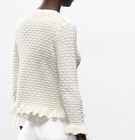 Pull en tricot de style nouveau, bord plissé, tissu coton/laine, mode Joker, marque personnalisée, automne, usage quotidien