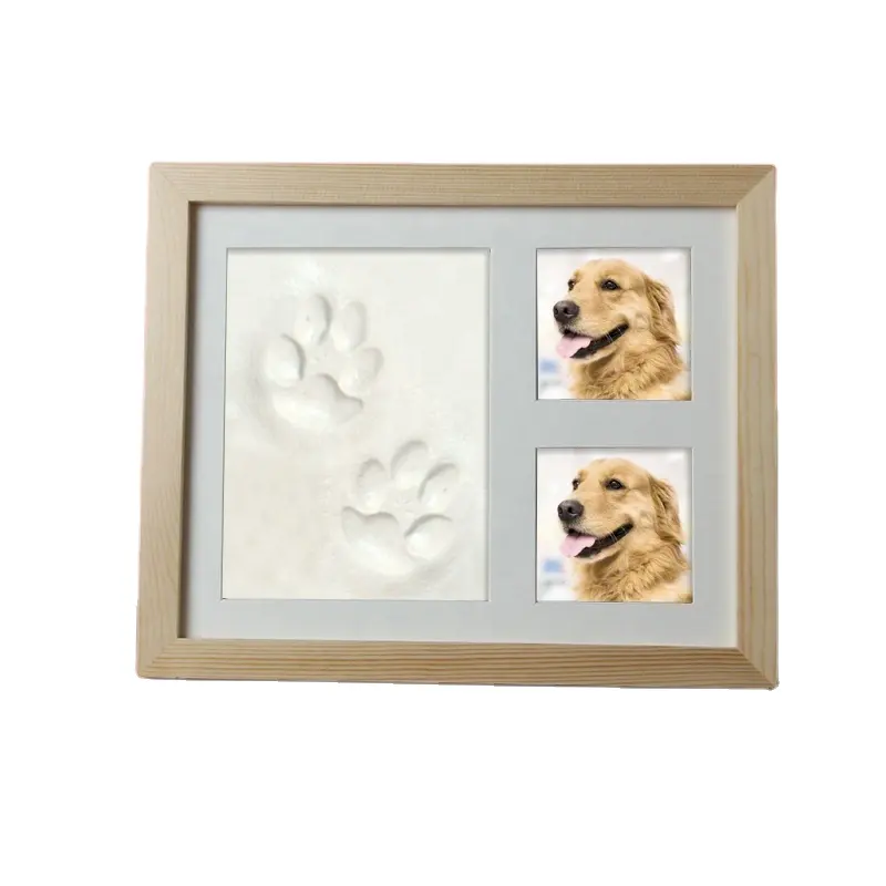 Dog Or Cat Paw Print Pet Keepsake Photo Frame With Pet Clay Pawprint Imprint Kit Pet