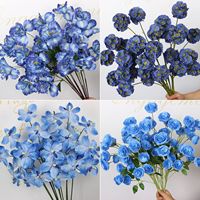 Zijden bloemen Kunstbloemen Kunst diepblauwe bruiloftszaal achtergronddecoratie Blauwe koninklijke bruiloft simulatiebloemen materiaal