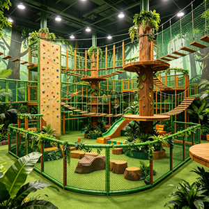 Solution tout-en-un pour aire de jeux intérieure commerciale pour enfants, thème dinosaures, avec mur d'escalade en filet tricoté de grande taille, toboggans et <span class=keywords><strong>labyrinthe</strong></span> - Product Image 4