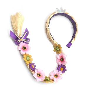 Niños Pelo Largo princesa postizo fiesta flores diadema largo Cosplay pelucas trenzadas para niñas princesa vestir Accesorios - Product Image 1