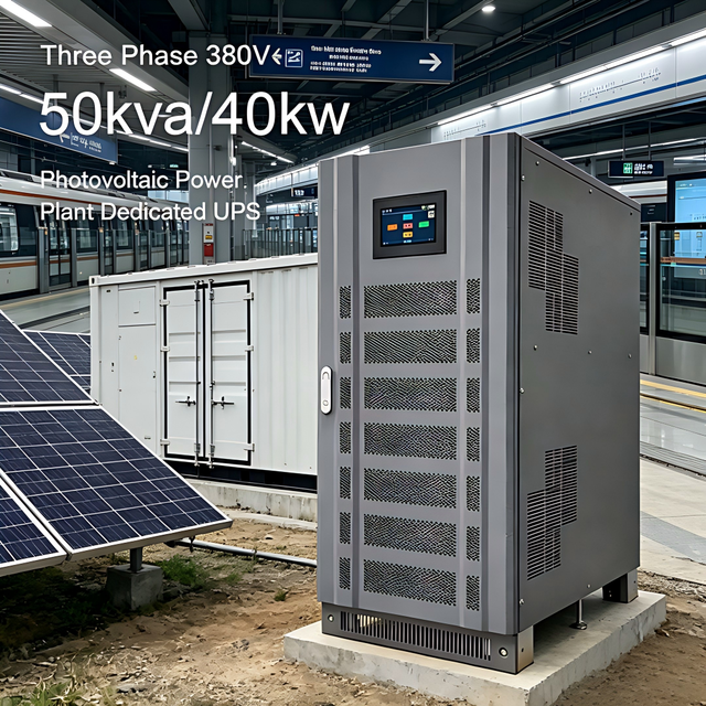 Three Phase 380V 50kVA/40kW Industrial Grade Line Frequency Online UPS Lithium Battery 98% Uninterruptible Power Supply