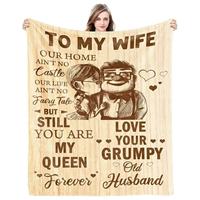 Couverture en flanelle romantique à motifs de dessins animés, cadeau pour femme – Toutes saisons, mariage, anniversaire, Noël et Saint-Valentin