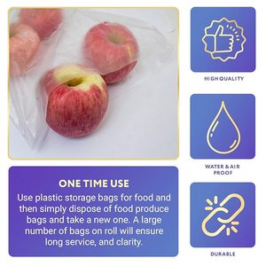 Sacs en plastique transparents pour produits frais sur rouleau 12 x 17, sacs imprimés transparents pour produits frais, sacs d'épicerie en plastique pour aliments, fruits et légumes - Product Image 4