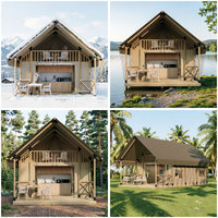 Tente de glamping haut de gamme pour l'extérieur, toile imperméable de 45 m² avec salle de bain et loft, tente de safari de luxe pour hôtel, complexe hôtelier, hébergement