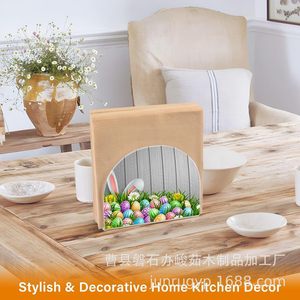 Porta pañuelos de madera con diseño de conejo, caja decorativa independiente para servilletas, para decoración de cocina y fiestas. - Product Image 3