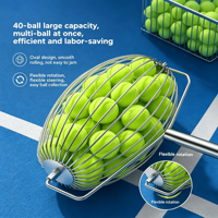 Recogedor de Pelotas de Tenis EFON EF38 con Capacidad para 40 Pelotas, Sin Necesidad de Doblarse, Recogedor Rápido con Rodillo, Acero Inoxidable, para Entrenamiento en Cancha