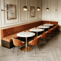 Ensemble de mobilier de café-restaurant en marbre demi-cercle : chaises, tables, canapés et banquettes