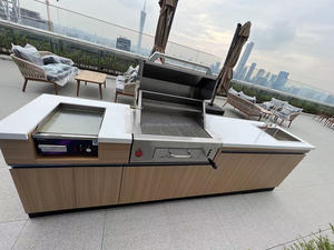 Modernas Cocinas Exteriores Prefabricadas Móviles con Gabinetes, Refrigerador, Electrodomésticos, Madera <span class=keywords><strong>Pitza</strong></span> 316, Acero Inoxidable 304 y Barbacoa - Product Image 3