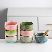 Nouveau Bol à Matcha en Céramique de Dehua, Motif Épi de Blé Soleil, Style Japonais, Fait Main, pour Cérémonie du Thé, Ensemble de Huit Pièces, avec Chasen, pour Hôtels et Voyage