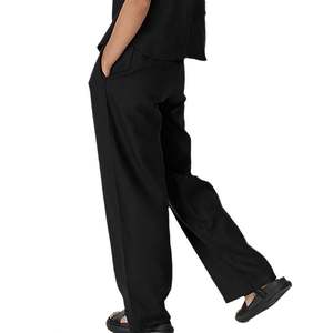 2024 haute rue décontracté coton lin noir sans manches <span class=keywords><strong>gilet</strong></span> <span class=keywords><strong>costume</strong></span> jambe large pantalon deux pièces <span class=keywords><strong>costume</strong></span> conception vêtements pour femmes - Product Image 5