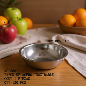 Bol de service en acier inoxydable 11 pouces, passe au lave-vaisselle, bol en métal poli pour servir les aliments, utilisation en fête, modèle AS-3801-11 par ZAA - Product Image 2