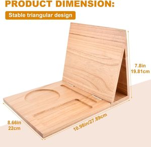 Support de livre en <span class=keywords><strong>bois</strong></span> Acacia Triangle porte-livre avec tasse lunettes stylo support pour téléphone Nook lecture <span class=keywords><strong>Valet</strong></span> pour livre amoureux cadeaux - Product Image 5