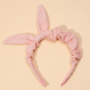 Diademas con lazo suave de Color sólido a la moda europea, diadema con orejas de conejo de dibujos animados, accesorios bonitos para el cabello para niña pequeña - Product Image 4